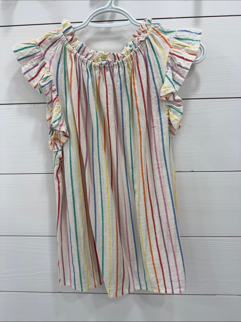 THML Rainbow Stripe Ruffle Sleeve top